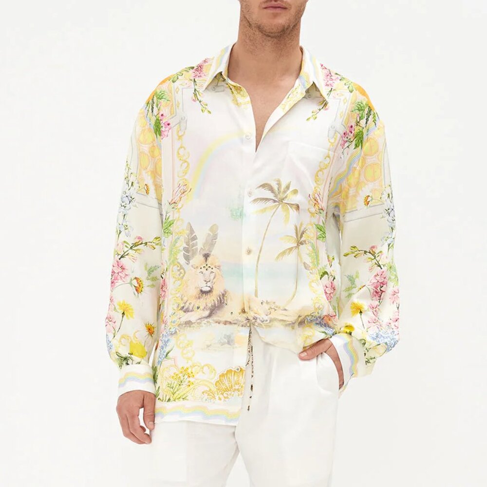 Camilla Delirium Days Mens Oversized Silk Shirt Medium b112E